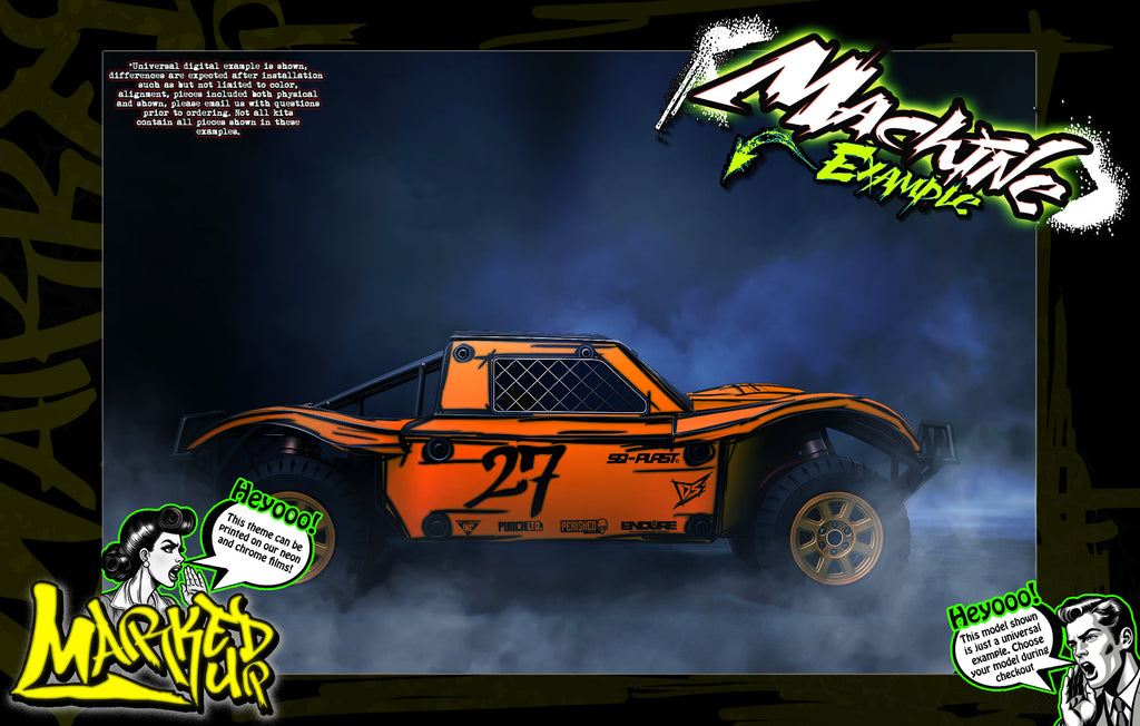 'Marked Up' Themed Body Decal Graphics Kit Fits Losi 5Ive-T / Rovan / King Motor 30° North Big Flex (Which Can Fit 2.0 Chassis)As Well ) | Darkside Studio Arts LLC.