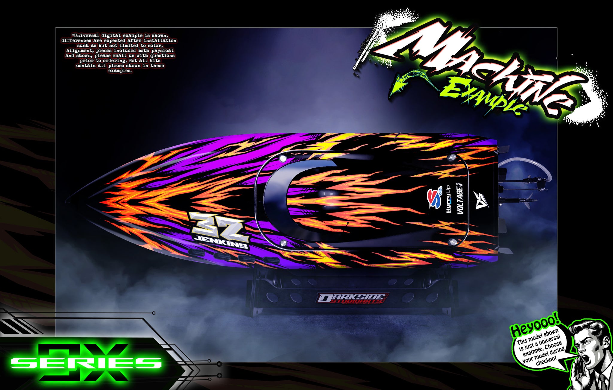 'Series 9X' Themed Graphics Skin Kit Fits Oxidean Marine Mini-Dom Dominator Animal Cat I & II | Darkside Studio Arts LLC.