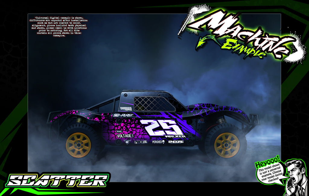 'Scatter' Themed Body Decal Graphics Kit Fits Losi 5Ive-T / Rovan / King Motor 30° North Big Flex (Which Can Fit 2.0 Chassis)As Well ) | Darkside Studio Arts LLC.