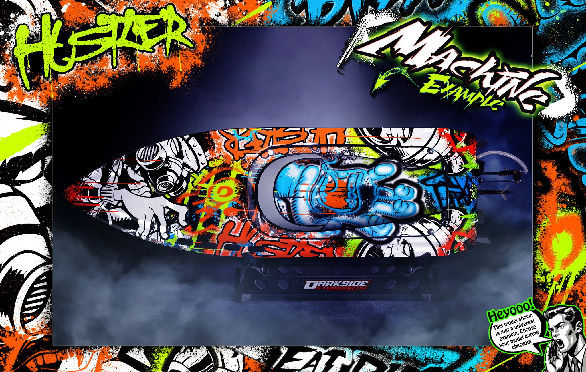 'Hustler' Themed Graphics Skin Kit Fits Oxidean Marine Dominator Animal Cat I & II | Darkside Studio Arts LLC.