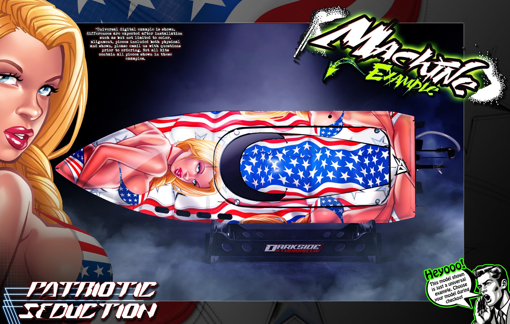 'Patriotic Seduction' Themed Graphics Skin Kit Fits Oxidean Marine Mini-Dom Dominator Animal Cat I & II | Darkside Studio Arts LLC.
