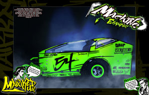 'Marked Up' High Vis Neon Customizable Decal Skin Kit For Salvas Mudboss / SE2 Sprint Traxxas Slash Dirt Oval Short Course Racing - Darkside Studio Arts LLC.