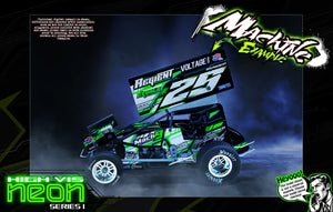 'Neon Series I' Acid Green Fluorescent Customizable Graphics Wrap Kit For Hack Fab Sprint Bolt On Lexan Body For Losi Mini-B - Darkside Studio Arts LLC.