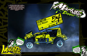 'Marked Up' High Vis Neon Customizable Graphics Wrap Kit For Hack Fab Sprint Bolt On Lexan Body For Losi Mini-B - Darkside Studio Arts LLC.