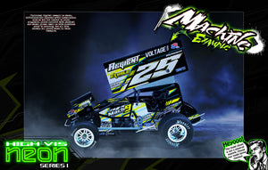 'Neon Series I' Acid Green Fluorescent Customizable Graphics Wrap Kit For Hack Fab Sprint Bolt On Lexan Body For Losi Mini-B - Darkside Studio Arts LLC.