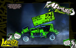 'Marked Up' High Vis Neon Customizable Graphics Wrap Kit For Hack Fab Sprint Bolt On Lexan Body For Losi Mini-B - Darkside Studio Arts LLC.