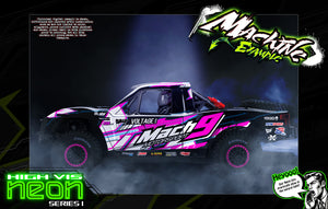 'Neon Series I' Pink Fluorescent Custom Wrap Hop-up Kit Fits Traxxas Unlimited Desert Racer OEM Body & Cage - Darkside Studio Arts LLC.