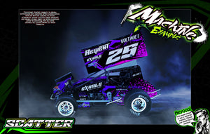 'Scatter' Customizable Graphics Wrap Kit For Hack Fab Sprint Bolt On Lexan Body For Losi Mini-B Green - Darkside Studio Arts LLC.