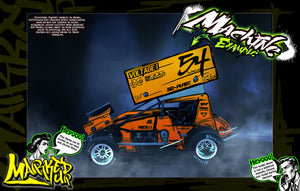 'Marked Up' High Vis Neon Customizable Graphics Wrap Kit For Hack Fab Sprint Bolt On Lexan Body For Losi Mini-B - Darkside Studio Arts LLC.