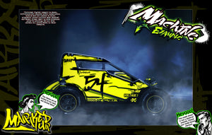 'Marked Up' Customizable Graphics Wrap Kit For Custom Works Beast Midget, Eldora Sprint - Darkside Studio Arts LLC.