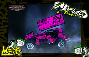 'Marked Up' High Vis Neon Customizable Graphics Wrap Kit For Hack Fab Sprint Bolt On Lexan Body For Losi Mini-B - Darkside Studio Arts LLC.