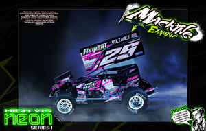 'Neon Series I' Acid Green Fluorescent Customizable Graphics Wrap Kit For Hack Fab Sprint Bolt On Lexan Body For Losi Mini-B - Darkside Studio Arts LLC.