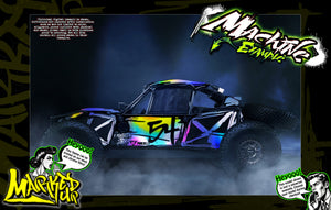 'Marked Up' Customizable Graphics Wrap Skin Kit For Losi 1/6 Super Lasernut 8ight-X Buggy Body - Darkside Studio Arts LLC.