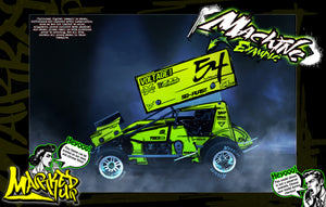 'Marked Up' High Vis Neon Customizable Graphics Wrap Kit For Hack Fab Sprint Bolt On Lexan Body For Losi Mini-B - Darkside Studio Arts LLC.