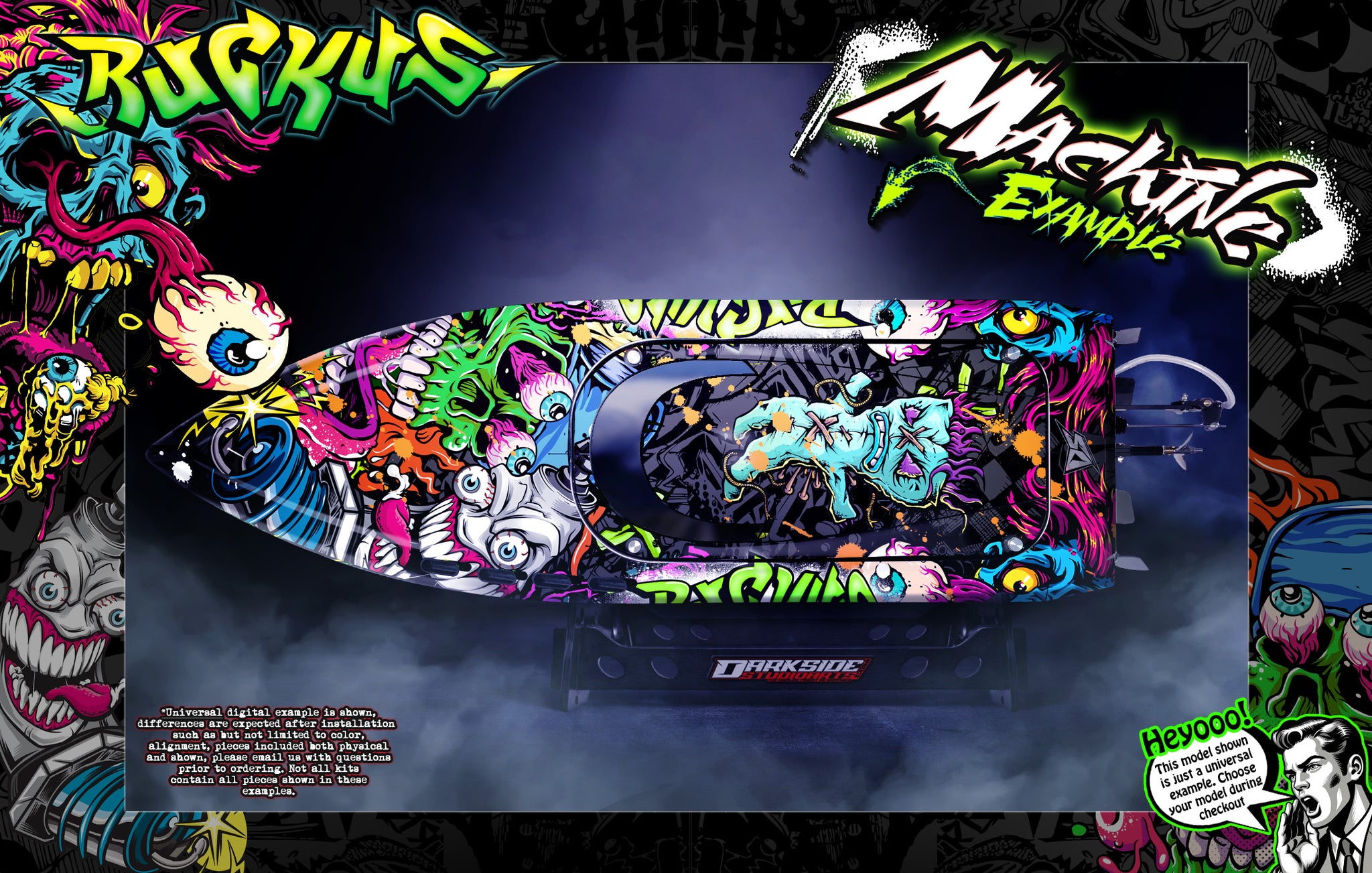 'Ruckus' Themed Graphics Skin Kit Fits Oxidean Marine Dominator Animal Cat I & II | Darkside Studio Arts LLC.