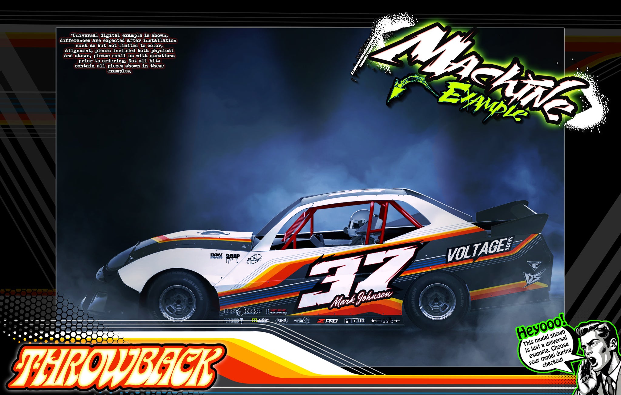 'Throwback' Custom Graphics Kit for McAllister Sprint Cars – Port Royal, Placerville, Velocity, Mercer - Darkside Studio Arts LLC.