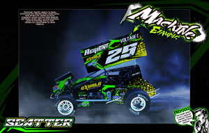 'Scatter' Customizable Graphics Wrap Kit For Hack Fab Sprint Bolt On Lexan Body For Losi Mini-B Purple - Darkside Studio Arts LLC.