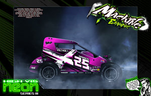 'Neon Series III' Customizable Graphics Wrap Kit For Custom Works Beast Midget, Eldora Sprint - Darkside Studio Arts LLC.