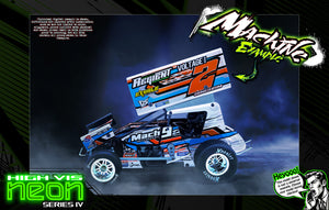 'Neon Series IV' Green High Vis Neon Customizable Graphics Wrap Kit For Hack Fab Sprint Bolt On Lexan Body For Losi Mini-B - Darkside Studio Arts LLC.