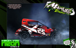 'Neon Series III' Customizable Graphics Wrap Kit For Custom Works Beast Midget, Eldora Sprint - Darkside Studio Arts LLC.