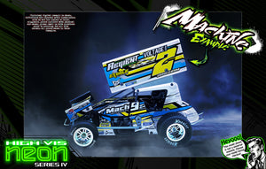 'Neon Series IV' Green High Vis Neon Customizable Graphics Wrap Kit For Hack Fab Sprint Bolt On Lexan Body For Losi Mini-B - Darkside Studio Arts LLC.