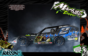 'Bassin' Customizable Wrap Skin Graphics Fits Traxxas Slash Mudboss Modified Dirt Oval - White - Darkside Studio Arts LLC.