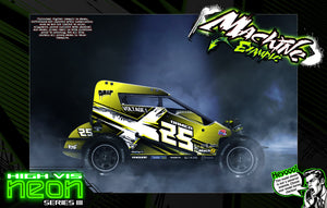 'Neon Series III' Customizable Graphics Wrap Kit For Custom Works Beast Midget, Eldora Sprint - Darkside Studio Arts LLC.