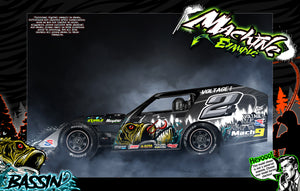 'Bassin' Customizable Wrap Skin Graphics Fits Traxxas Slash Mudboss Modified Dirt Oval - Acid Green - Darkside Studio Arts LLC.