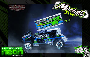 'Neon Series IV' Green High Vis Neon Customizable Graphics Wrap Kit For Hack Fab Sprint Bolt On Lexan Body For Losi Mini-B - Darkside Studio Arts LLC.