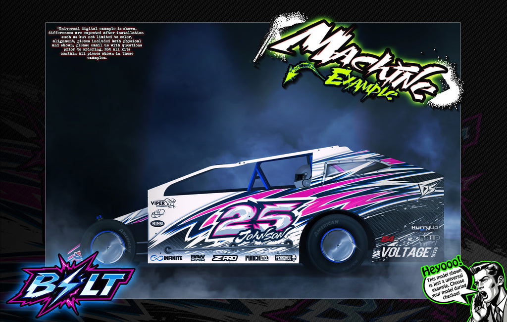 'Bolt' Customizable Graphics Wrap Kit – Fits Kipps RC Bodies: EDM, MUDBOSS, IMCA, Short Course Modified | Darkside Studio Arts LLC.