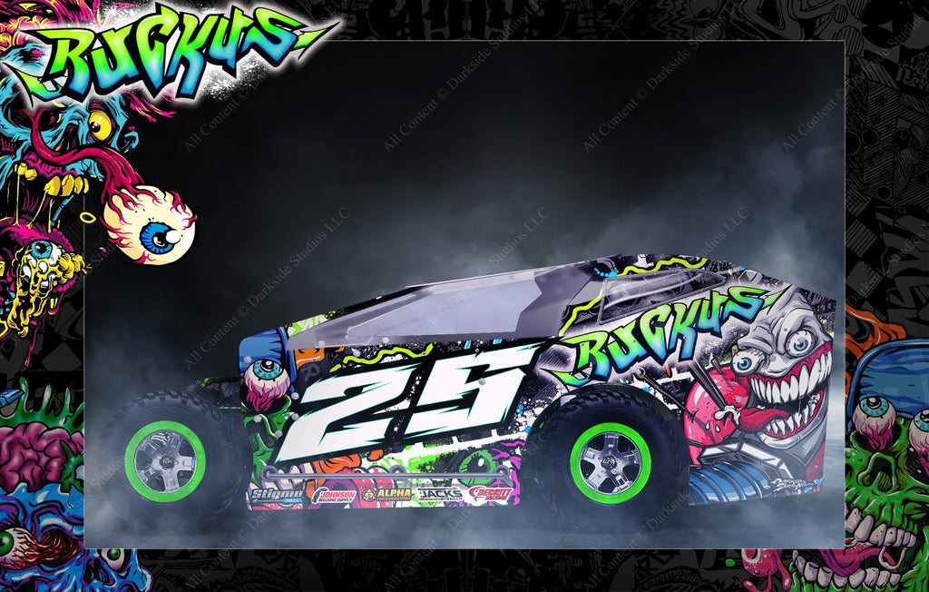 'Ruckus' Customizable Graphics Wrap Skin Kit Fits JBody RC Mudboss / Mini Mudboss / Crate Late Model | Darkside Studio Arts LLC.