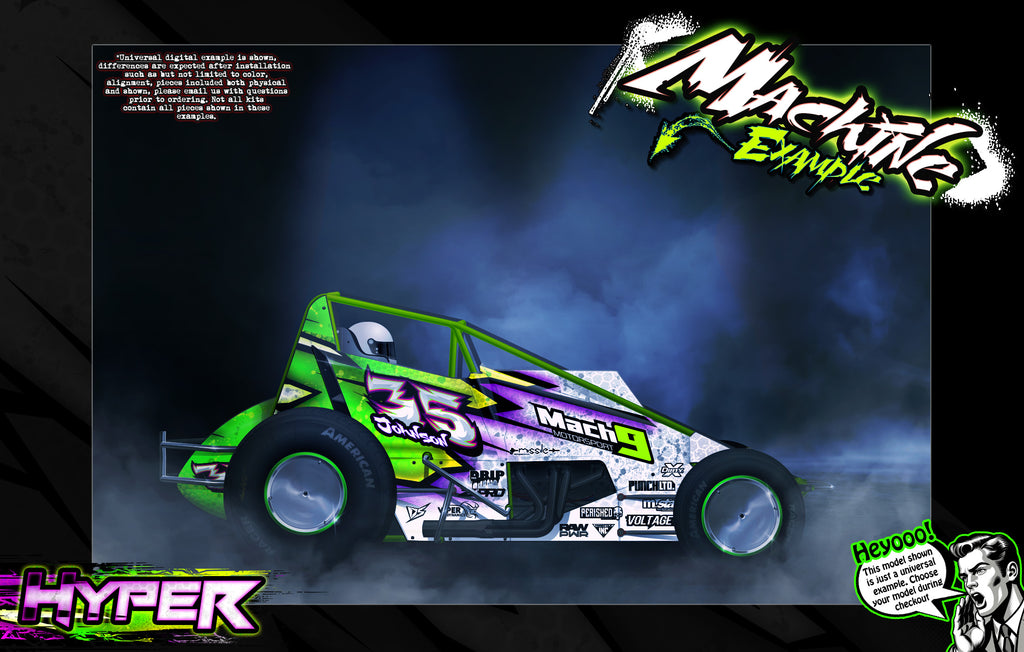 'Hyper' Customizable Graphics Wrap Skin Kit For CRD Impulse AE Midget | Darkside Studio Arts LLC.