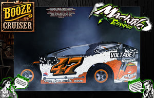 'Booze Cruiser' Customizable Decal Skin Kit Fits Salvas Mudboss / SE2 Sprint Lexan Body For Traxxas Slash Dirt Oval Short Course Racing - Darkside Studio Arts LLC.