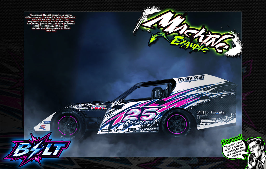 'Bolt' Customizable Wrap Skin Graphics Fits Traxxas Slash Mudboss Modified & Late Model Dirt Oval | Darkside Studio Arts LLC.