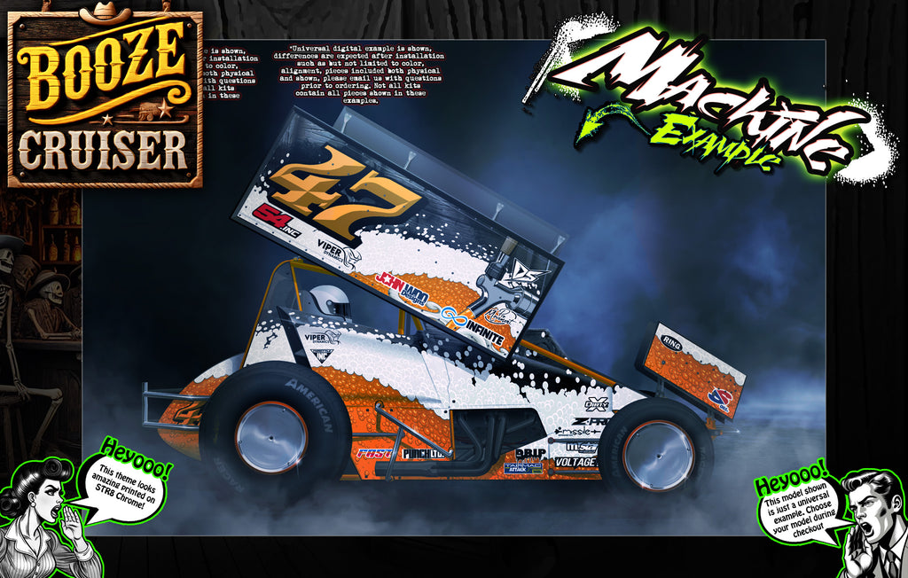 'Booze Cruiser' Customizable Graphics Wrap Skin Kit For Losi 22S Sprint Car | Darkside Studio Arts LLC.