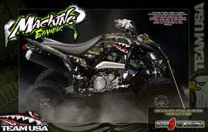 Graphics Wrap Skin Kit For Yamaha Raptor 700 2006-2023 'Team USA' Wrap Customizable - Darkside Studio Arts LLC.