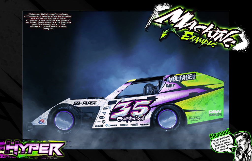 'Hyper' Customizable Wrap Skin Graphics Fits Sippel LM22 Desperado, LM26 Kingslayer, 22 Gunslinger, Mark 8, Mark 9 & Mark 10 Late Model & Modified Dirt Oval | Darkside Studio Arts LLC.