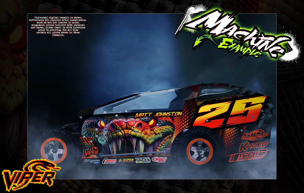 'Viper' Customizable Graphics Wrap Kit – Fits Kipps RC Bodies: EDM, MUDBOSS, IMCA, Short Course Modified | Darkside Studio Arts LLC.