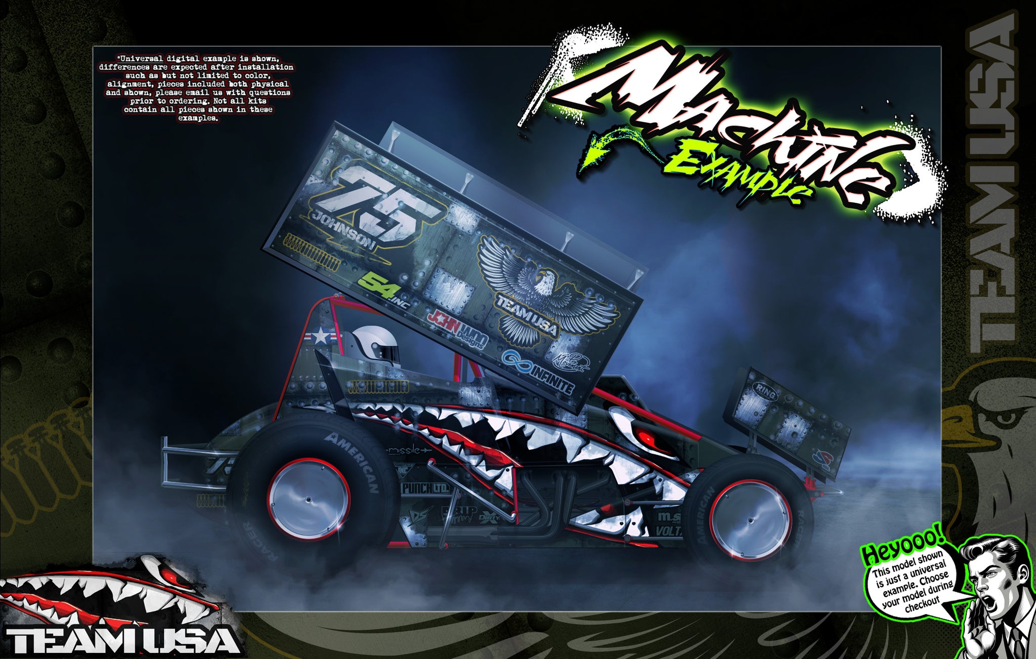 'Team USA' Customizable Graphics Wrap Kit For Team GFRP Weapon Midget ...