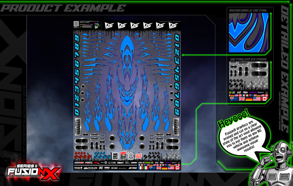 'Series 12B' FusionX Universal Aftermarket Graphics Kit Suitable For ProBoat, Oxidean Marine, Traxxas, TFL, Kyosho & Other RC Boats | Darkside Studio Arts LLC.