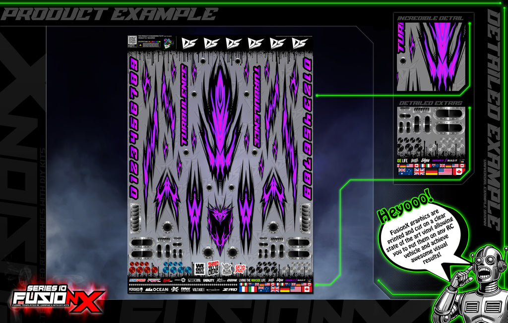 'Series 10B' FusionX Universal Aftermarket Graphics Kit Suitable For ProBoat, Oxidean Marine, Traxxas, TFL, Kyosho & Other RC Boats | Darkside Studio Arts LLC.