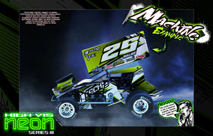 'Neon Series III' Yellow High Vis Neon Customizable Graphics Wrap Kit For Hack Fab Sprint Bolt On Lexan Body For Losi Mini-B - Darkside Studio Arts LLC.