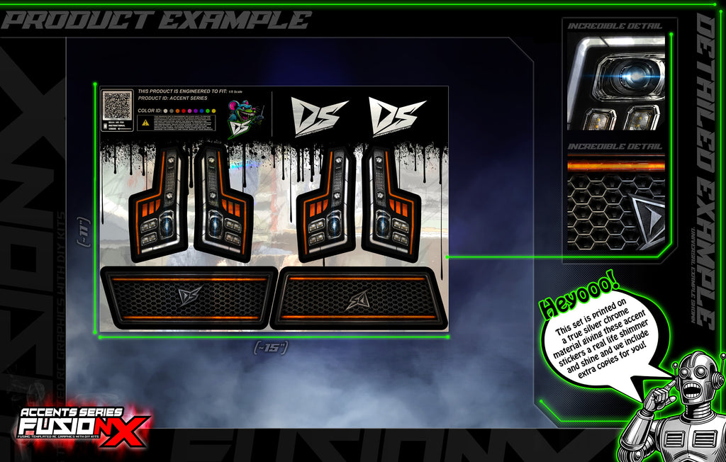 'Accent Series' FusionX Universal Aftermarket Headlight Set Fits Losi® 5IVE-TE 3.0 Series