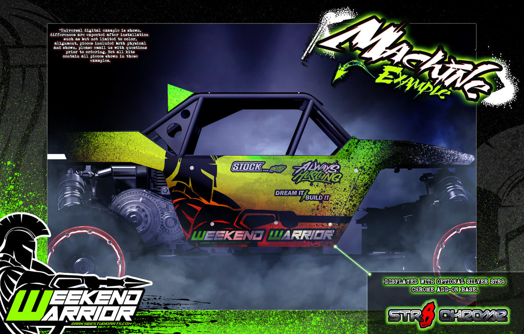 'Weekend Warrior' Themed Hop Up Skin Vinyl Wrap Fits Kraken Vesla.5 / Vekta.5 / Sidewinder / Tsk B Class 1 Body Panels | Darkside Studio Arts LLC.