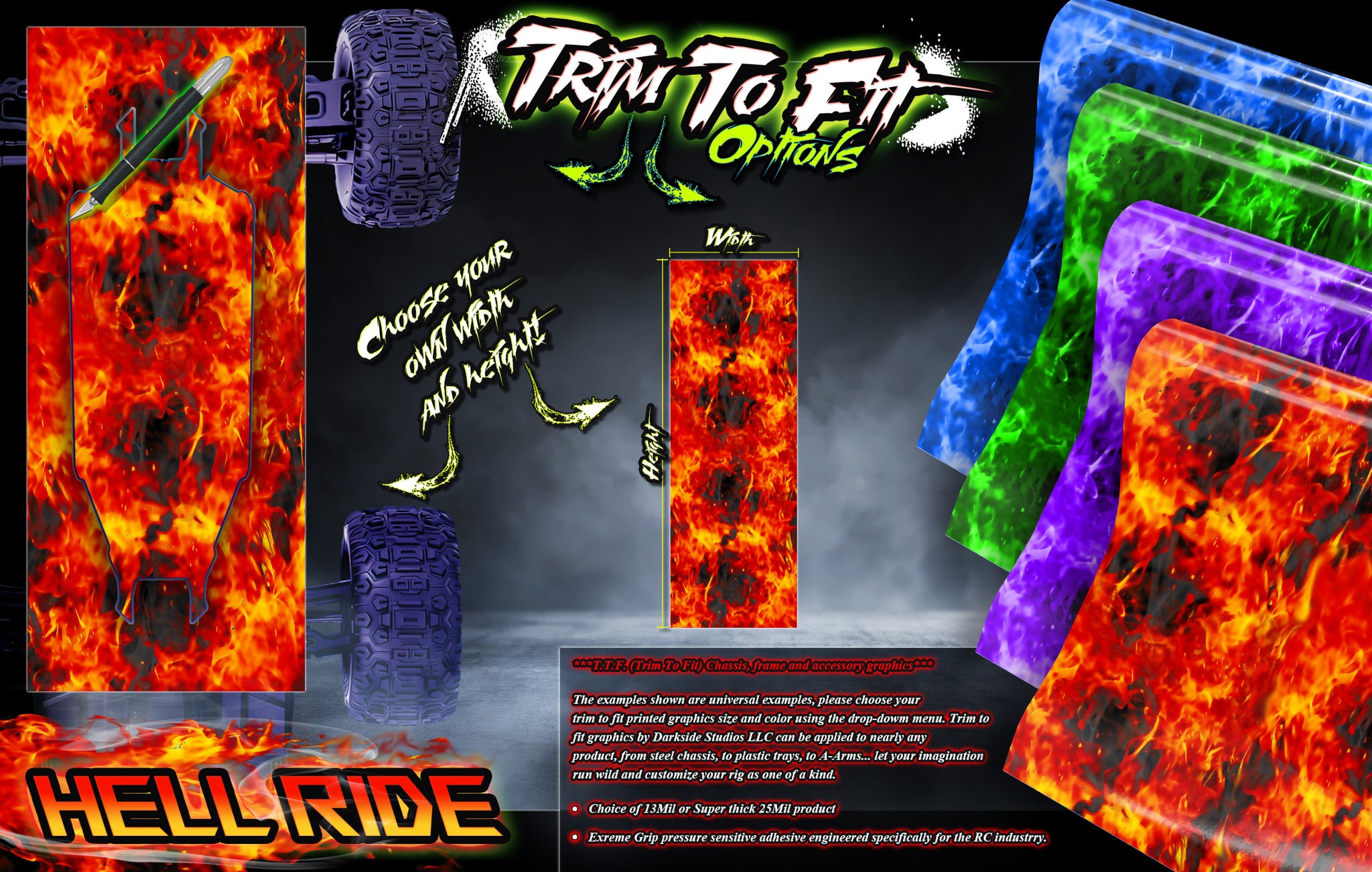 'Hell Ride' T.T.F. (Trim To Fit) Skid Protection Chassis Wrap Graphics ...