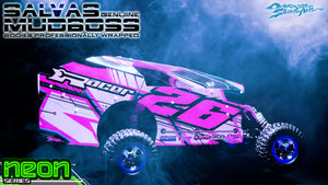 'Neon Series I' -Pink- Pre-Wrapped & Assembled Genuine Salvas Mudboss Lexan Body for Short Course Traxxas Slash Racing - Darkside Studio Arts LLC.