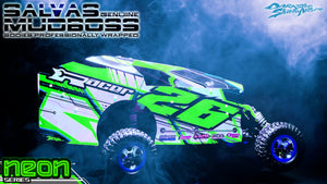 'Neon Series I' -Green- Pre-Wrapped & Assembled Genuine Salvas Mudboss Lexan Body for Short Course Traxxas Slash Racing - Darkside Studio Arts LLC.