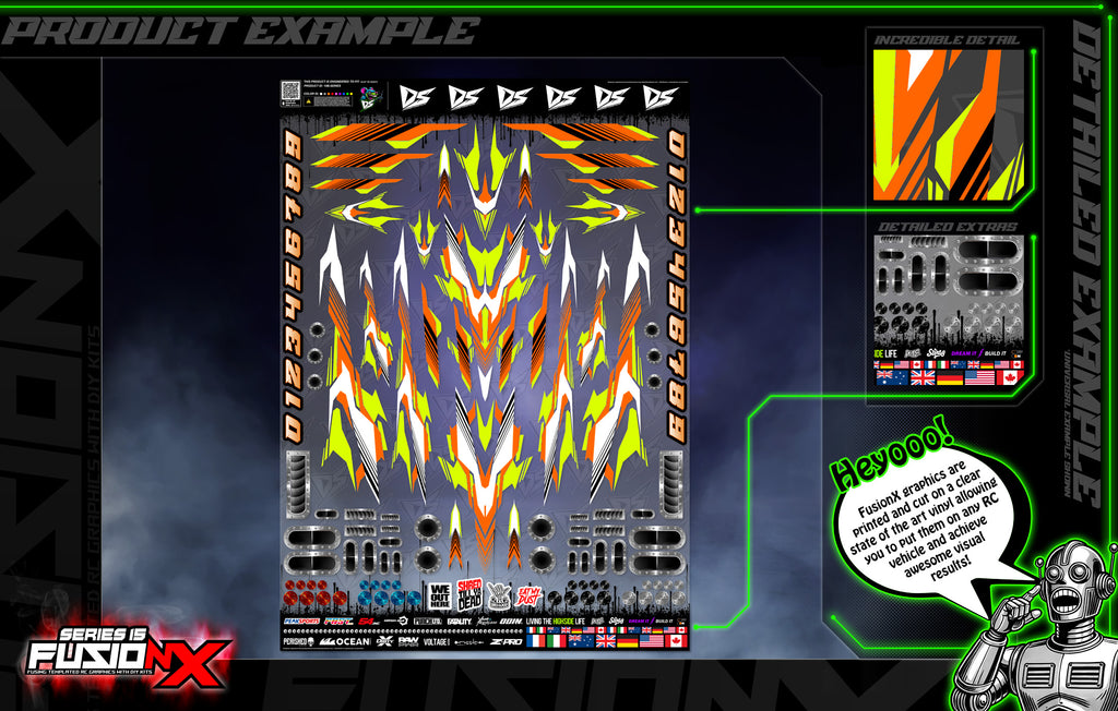 'Series 15B' FusionX Universal Aftermarket Graphics Kit Suitable For ProBoat, Oxidean Marine, Traxxas, TFL, Kyosho & Other RC Boats | Darkside Studio Arts LLC.