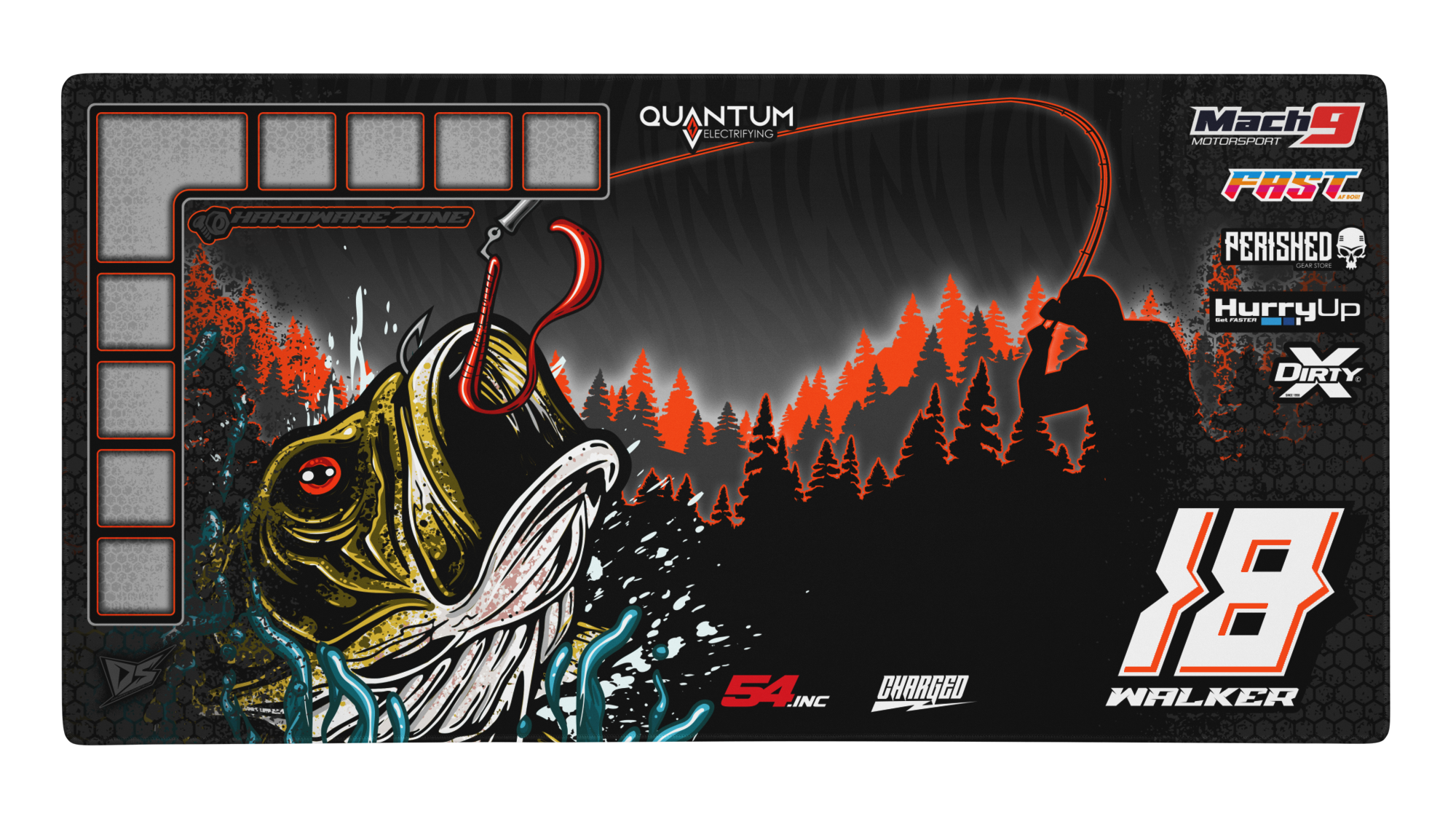 'Bassin' Premium RC Pit / Work Mat – Customizable, Rollable, Rubber non-slip base, Polyester Top, Stitched Edges