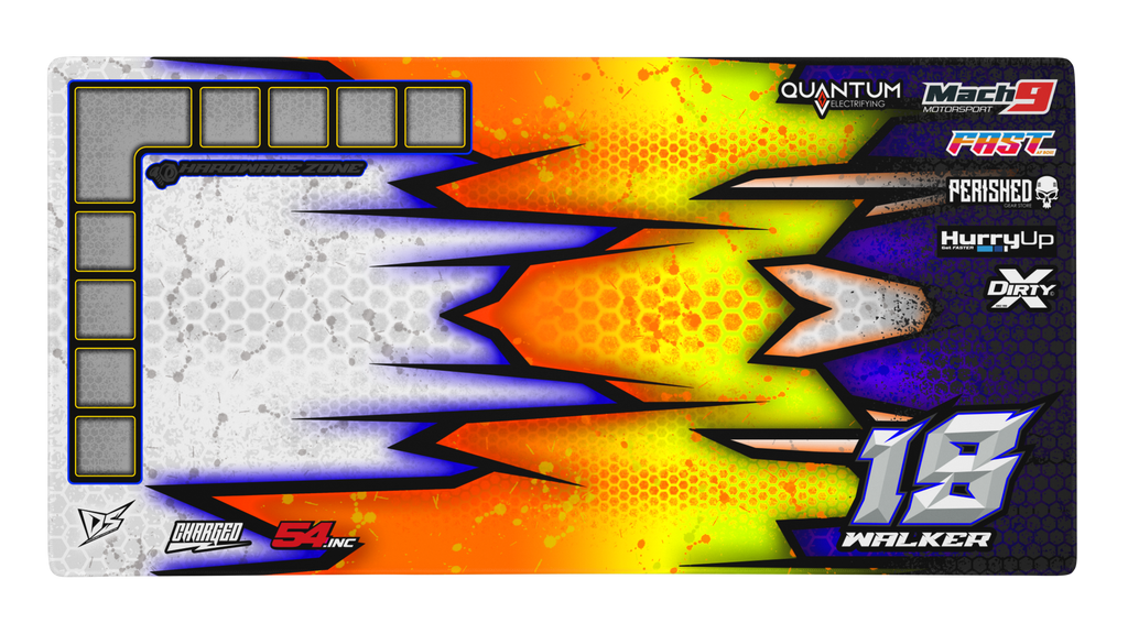 'Hyper V2' Premium RC Pit / Work Mat – Customizable, Rollable, Rubber non-slip base, Polyester Top, Stitched Edges | Darkside Studio Arts LLC.